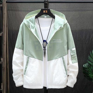 男士防曬衣 冰絲防蚊外套 防紫外線 皮膚衣 釣魚服 大尺碼寬鬆上衣 撞色拼接外套 長袖透氣上衣 情侶 現貨
