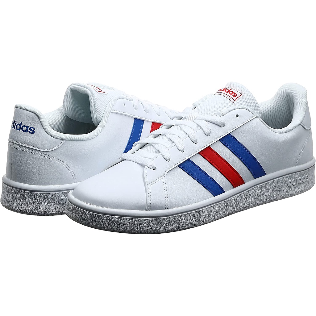 Adidas Grand Court Base EOU26 休閒鞋-白色/藍色/ 紅