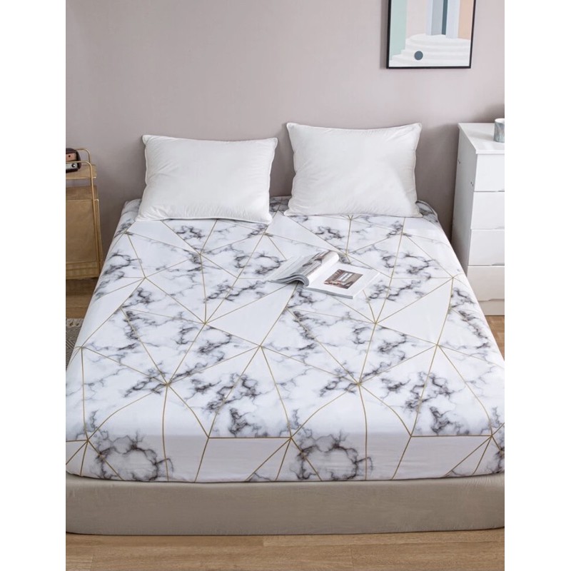 大理石紋北歐風床包白色簡約現代風舒適床笠床單床墊套 蝦皮購物
