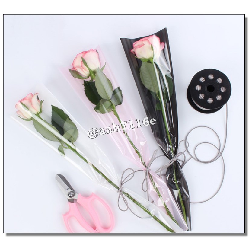 包裝材料批發價磨砂三角花套系列板橋發貨玫瑰花束opp 單枝花套印刷包裝袋花語人造花資材 蝦皮購物