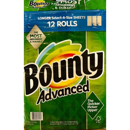 【艾莉生活館】COSTCO Bounty 兩層隨意撕特級廚房紙巾 101張 X 12捲