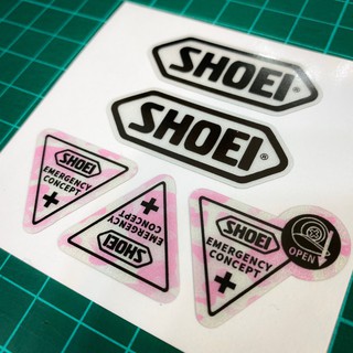 客製化 ◆ 反光迷彩粉 SHOEI ( 塗鴉改色) 選手帽鏡片貼紙 X-14 造型字樣圖樣 防水貼紙可貼機車 安全帽上