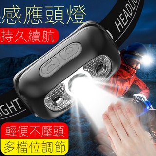 【現貨熱賣】戶外感應頭燈usb充電感應頭燈led夜釣魚便攜式強光夜跑小頭燈戶外 FNPF