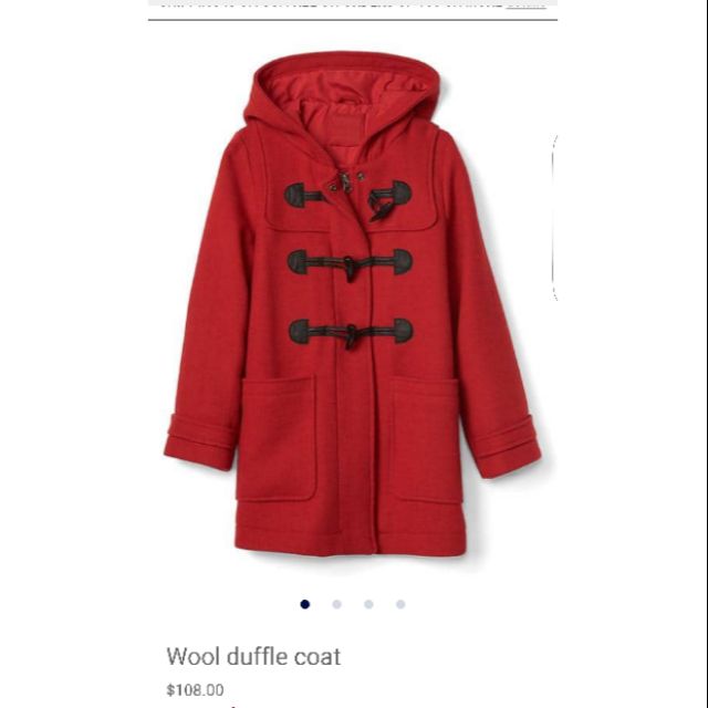 GAP學院WOOL duffle coat連帽羊毛大衣外套| 蝦皮購物