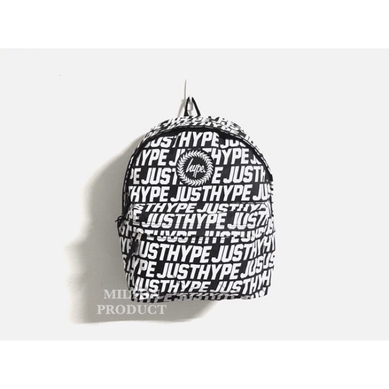 HYPE SPORTING JUSTHYPE TILE BACKPACK 黑色滿版白色logo後背包 限定款