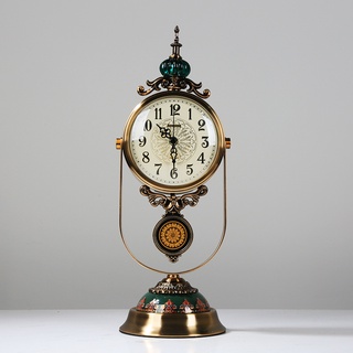 輕奢擺鐘座鐘歐式客廳新中式搖擺鐘表擺件靜音裝飾品桌面臺鐘時鐘
