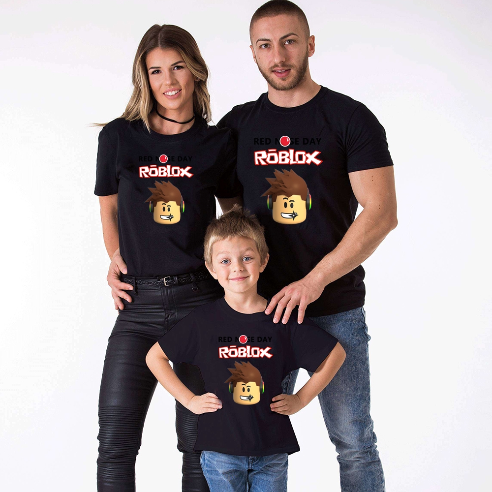Roblox Family Look 黑色T恤親子Roblox酷襯衫夏季家庭裝