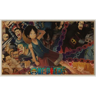 [現貨]海賊王人物 魯夫ONE PIECE 航海王 懷舊海報健身房 酒吧 臥室宿舍客廳牆畫裝飾畫 復古牛皮紙咖啡廳