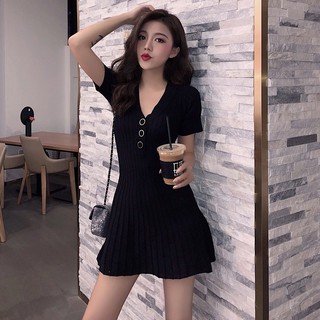 現貨在臺🎀Hanagirl 正韓 法式復古初戀超仙甜美森系法國小眾小清新E177 氣質冰絲針織洋裝
