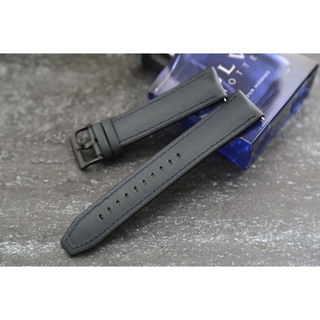 藍色+藍色縫線 22mm or 20mm 薄型複合式智慧錶紳士錶代用錶帶 附快拆彈簧棒 三星 華為 蘋果 小米 防水錶帶