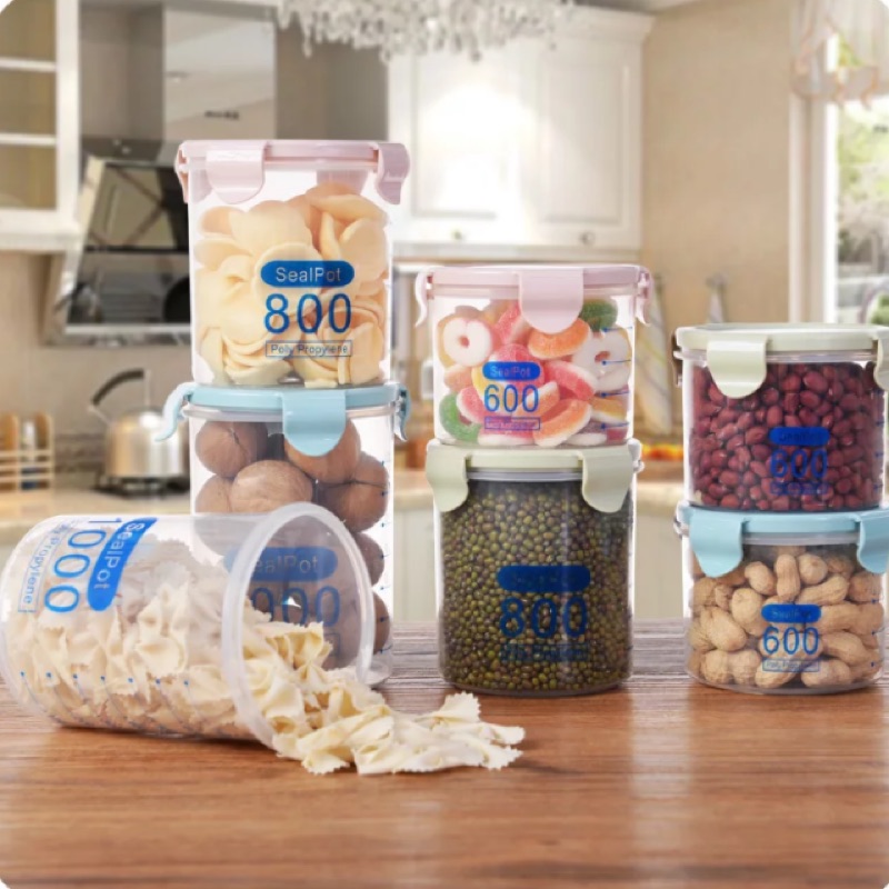 愛情物語❤️透明塑料密封罐冰箱保鮮罐～廚房五穀雜糧收納盒食品收納儲物罐(J0018)