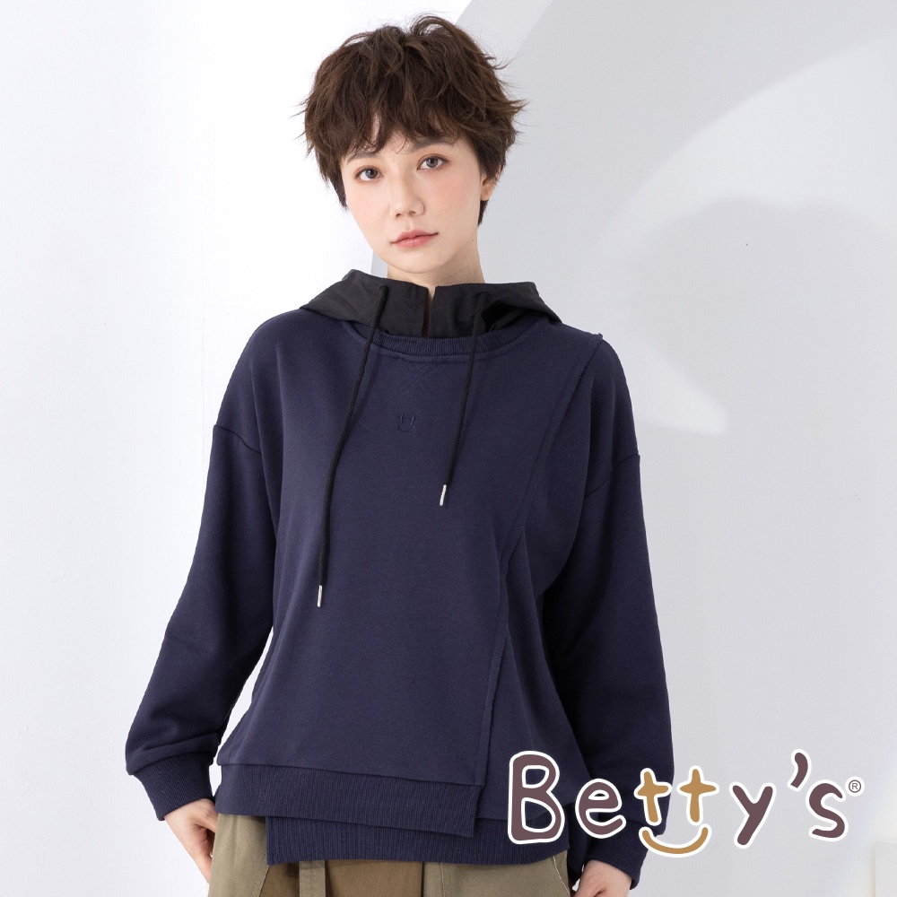 betty’s貝蒂思(05)不規則下擺連帽T-shirt(深藍)