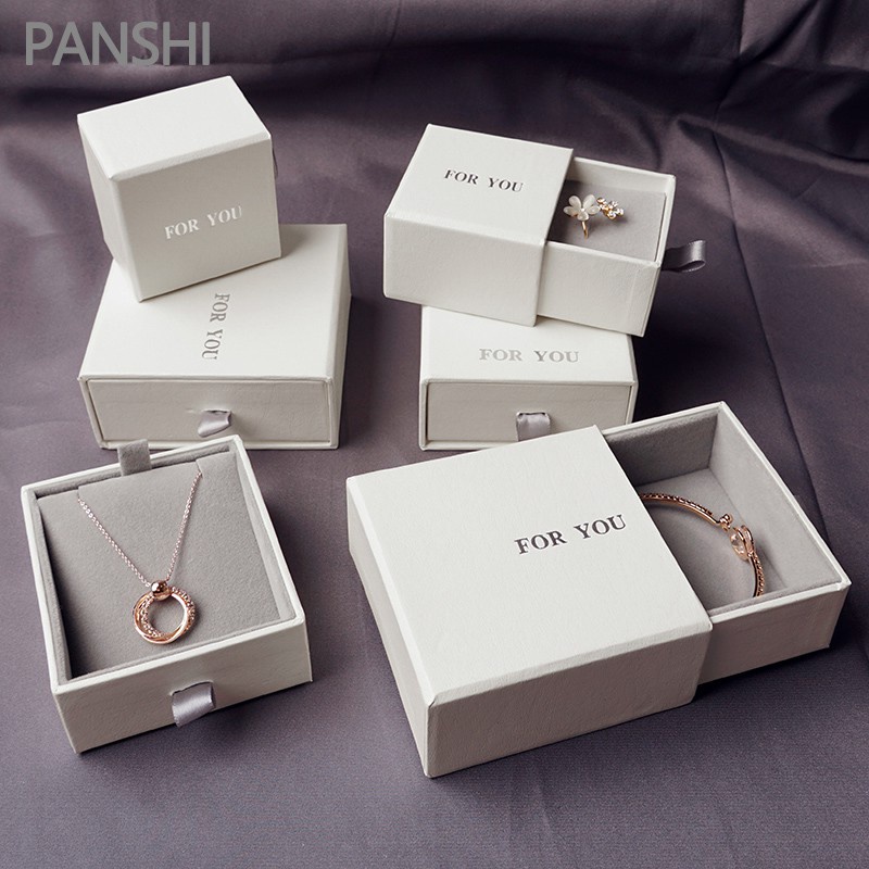 客製 【首飾盒】 新品珠寶首飾盒 的盒抽屜紙盒 戒指盒 首飾收納盒 白色飾品盒 少女清新