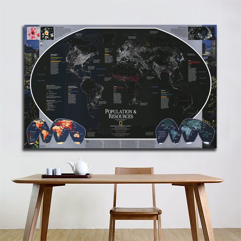 【現貨】世界地圖-人氣資源地圖海報壁掛掛毯背景印刷牆飾