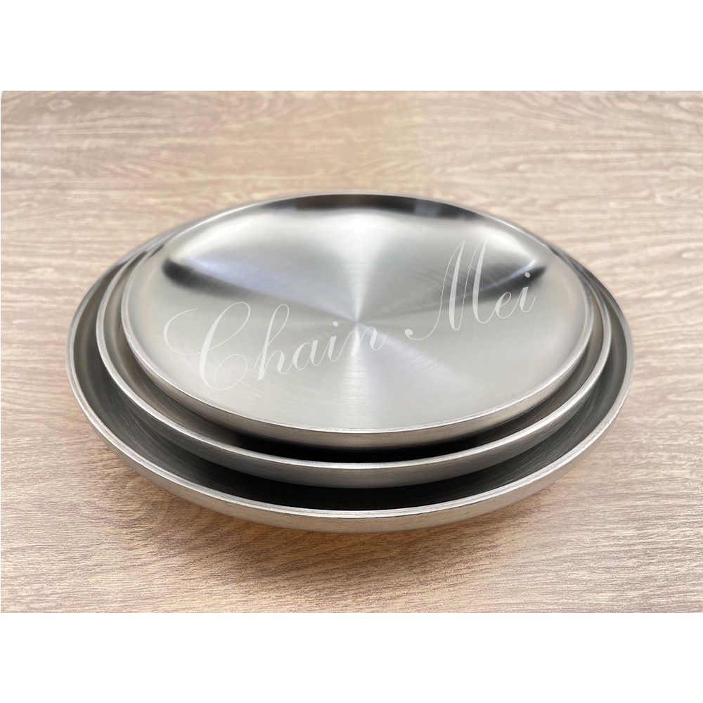 AOK#304雙層美味盤 雙層隔熱盤 韓式白鐵盤 不銹鋼圓盤