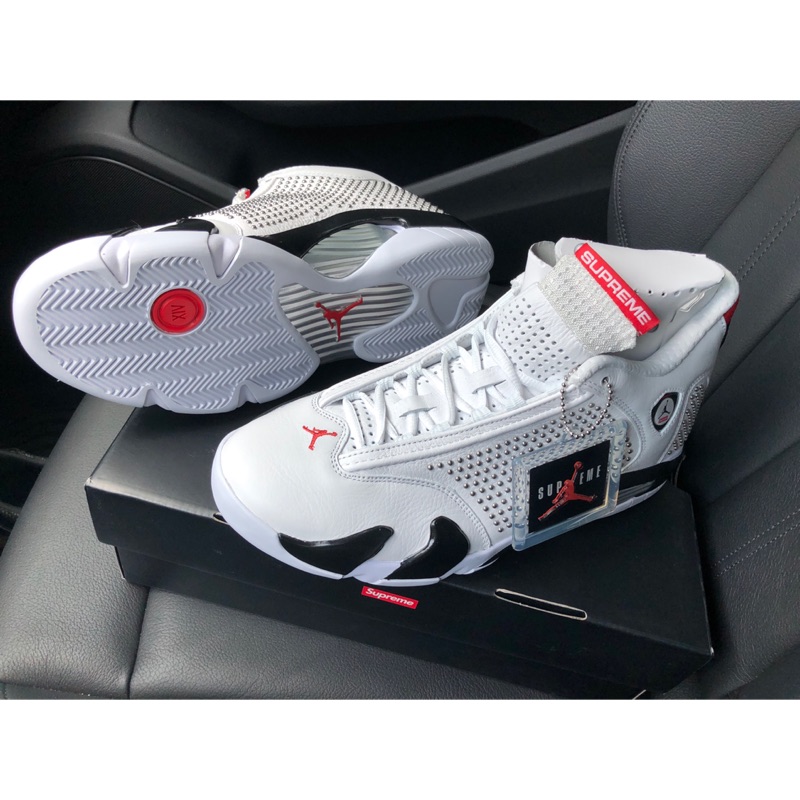 Supreme x Air Jordan 14 白紅 us 8.5 全新 美國 nike 公司貨 台北可面交