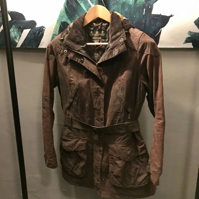 Barbour 油布外套油布大衣夾克英國製造防風防水可拆帽古着古著二手女裝fuku Fuku 蝦皮購物
