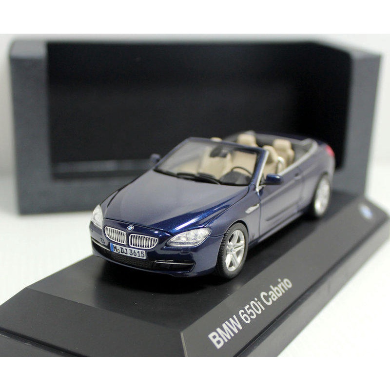 原廠 Paragon 1/43 BMW 650i Cabrio 藍 (前後蓋可開) MASH