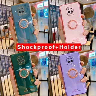 外殼 redmi note 9s mi note 9 pro 手機殼帶支架環軟殼鍍鋅防震矽膠女孩