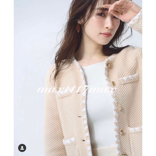 全新現貨 Apuweiser-riche 日本21春雜誌刊載日系小香風特殊編織滾邊針織西裝外套