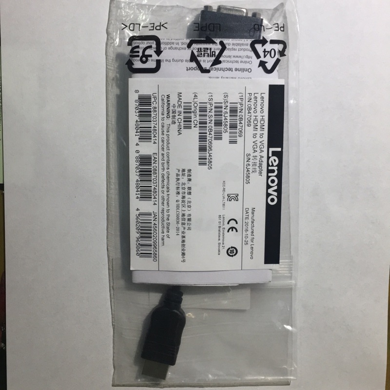 全新原廠Lenovo HDMI to VGA Adapter 轉接線