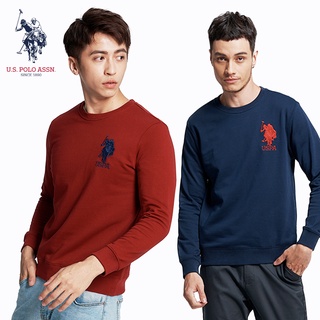 【U.S. POLO ASSN.】男款大馬LOGO休閒上衣-灰/紅/藏藍/墨綠 US POLO