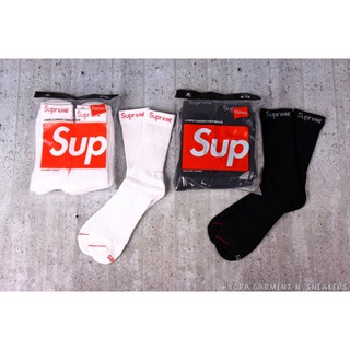 【HYDRA】Supreme Hanes Crew Socks 襪子 單雙 長襪 黑 白 中筒襪 滑板【SUP049】