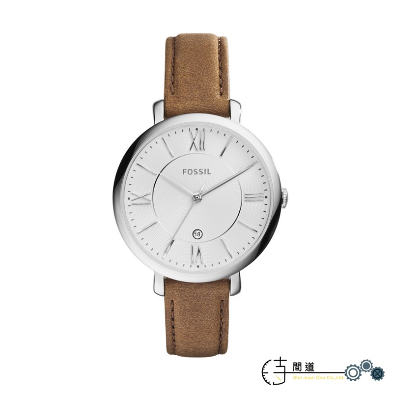 【FOSSIL】Jacqueline 都會時尚簡約仕女腕錶 / 白面深棕皮帶｜ES3708｜時間道
