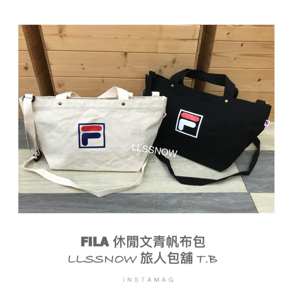 FILA帆布包 小款 手提斜背兩用帆布包 文青帆布包 FILA包包 原廠公司貨-正品