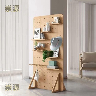 🌸好貨熱賣實木日式屏風隔斷北歐客廳裝飾現代簡約入戶玄關立柱洞洞板置物架
