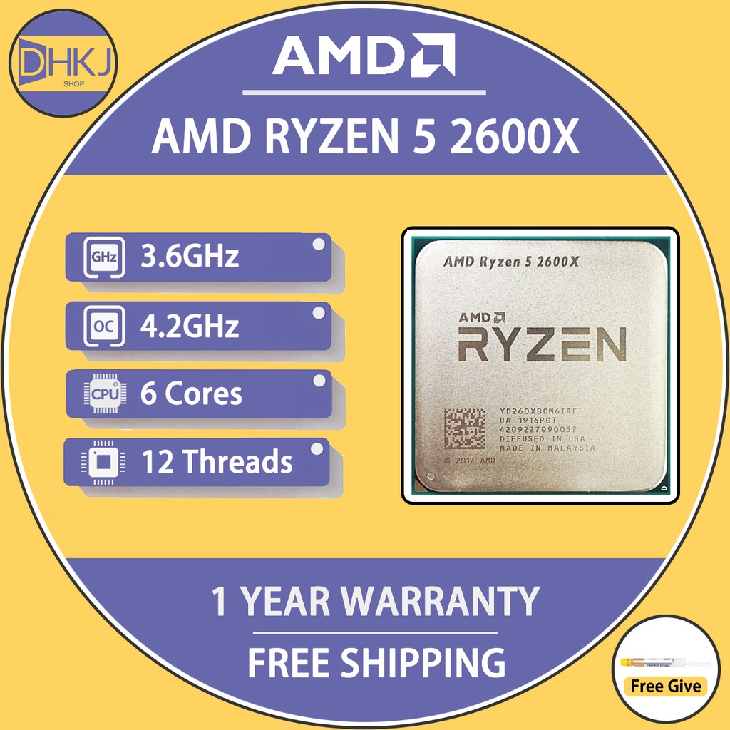 二手 AMD Ryzen 5 2600X R5 2600X 3.6 GHz 六核十二線程 95W CPU 處理器 YD2