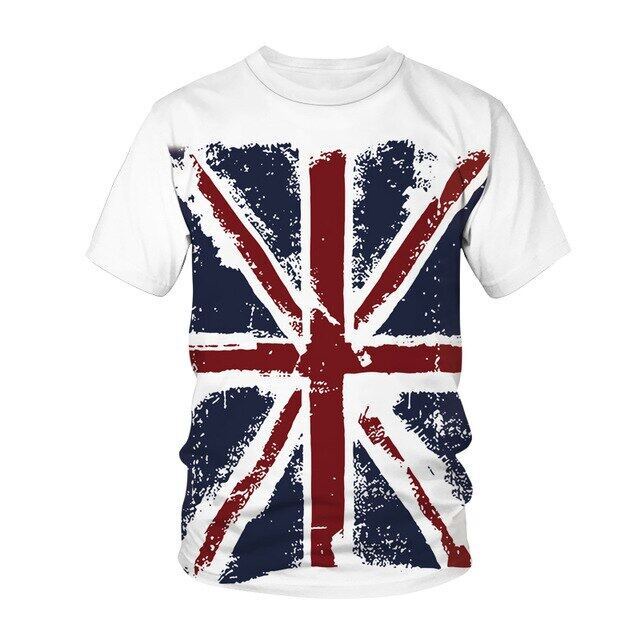 新品t恤美國英國克羅地亞國旗三維印花t恤男士時尚美國圖案