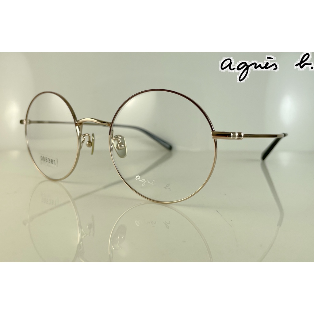 ☆高雄眼鏡站☆全新正品agnes b. AB13018Z c01A 正圓形雙色純鈦款