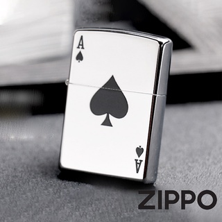 ZIPPO 簡約黑桃A防風打火機 24011 撲克牌 鏡面彩印 雅致時尚 極簡風格 最好 最大 終身保固