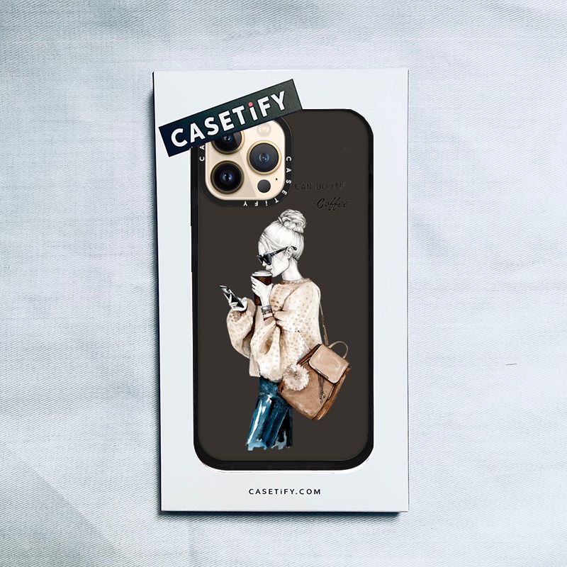 Casetify X 咖啡包女孩黑色手機殼 IPhone 14 13 12 11 Pro MAX Mini XS MAX