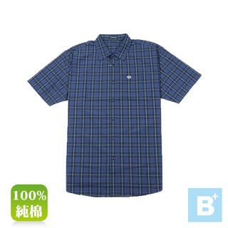 MAXON-大尺碼 2L~5L-短袖-格子襯衫-深藍-81375