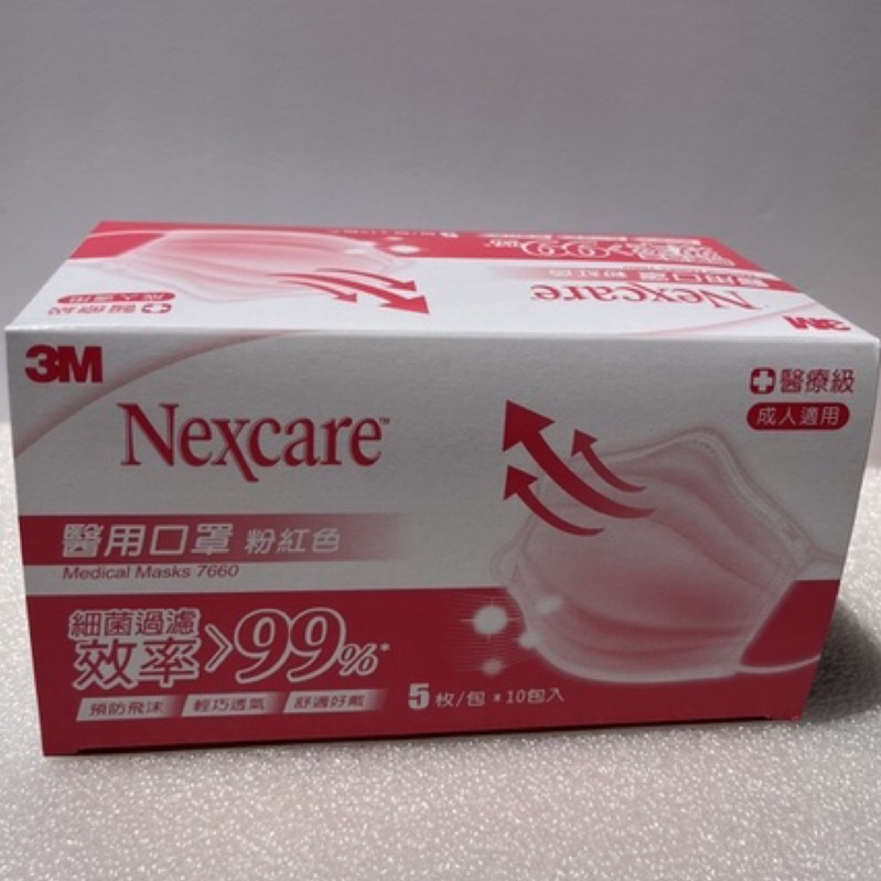 【統悅一】 口罩/ 3M Nexcare 醫用口罩「粉紅色」5枚/包*10包入/口罩「附發票」