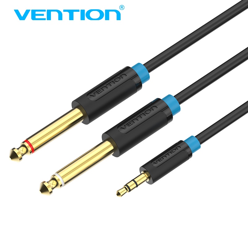 Vention 3.5mm 至 2 6.35mm 音頻電纜立體聲輔助 3.5 公對公 6.35 6.3 6.5 單聲道