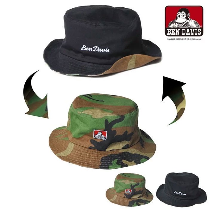 BEN DAVIS BDW-8616-15 REVERSIBLE BUCKET HAT 雙面 漁夫帽 (黑色配迷彩)