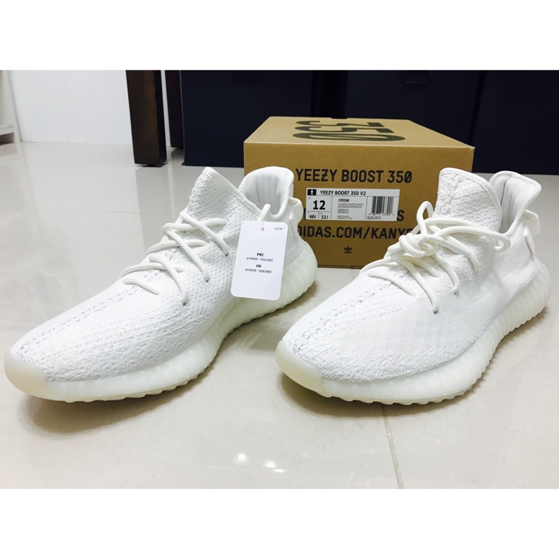 市場最缺黃金尺寸US12 保證正品 歡迎雙北桃園面交 yeezy boost 350 v2 white 白 cp9366