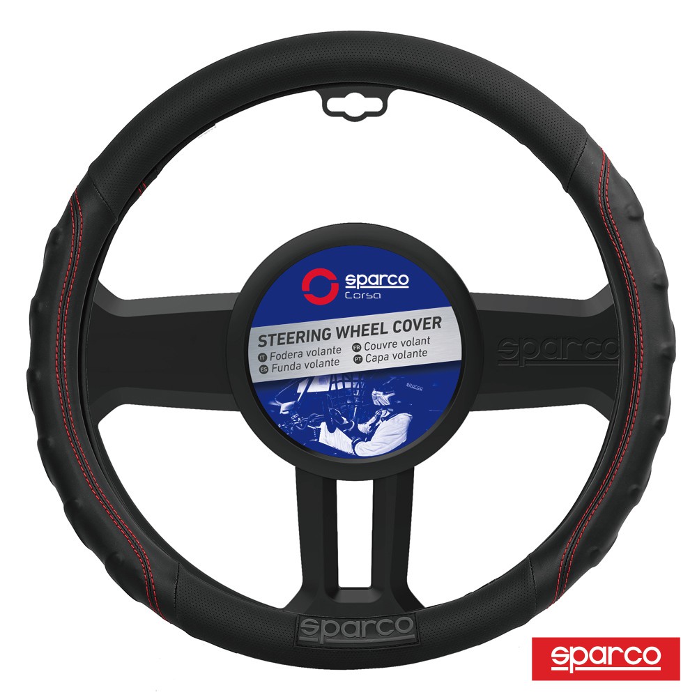 義大利賽車運動品牌SPARCO方向盤套 紅、藍、灰、黑 汽車方向盤套 方向盤握把套 汽車 露營 賽車【SINYI 新翊】