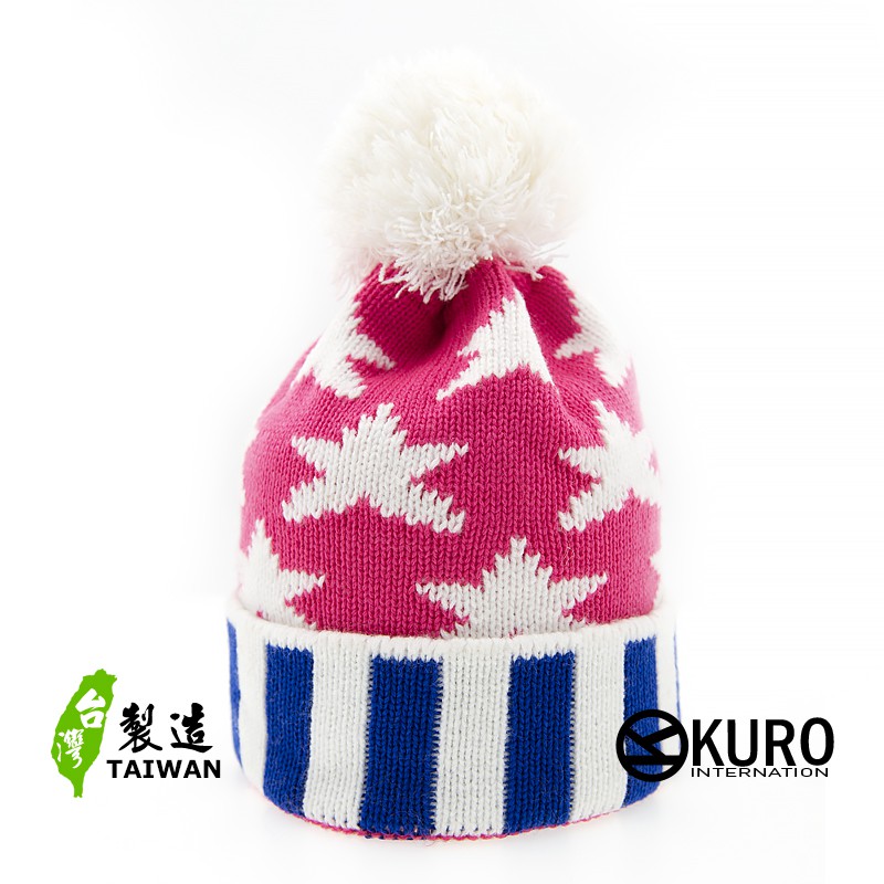 KURO-SHOP粉紅色 白色星星 球球針織帽