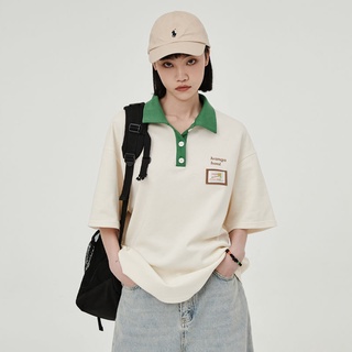 日系復古翻領正肩polo衫顯瘦小眾t恤短袖女學生韓版寬鬆上衣半袖