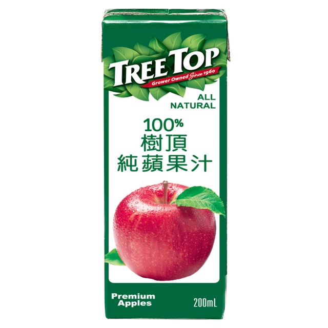 【甜心兒小舖】樹頂100%蘋果汁200ml*24入(鋁箔包裝)