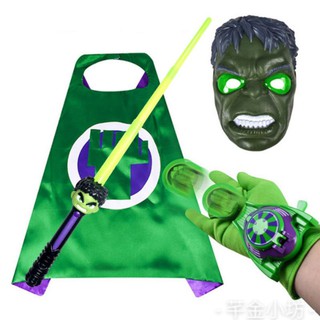 ✨現貨✨綠巨人浩克兒童發光面具披風面罩聲光劍伸縮螢光棒萬聖節造型變裝英雄人物