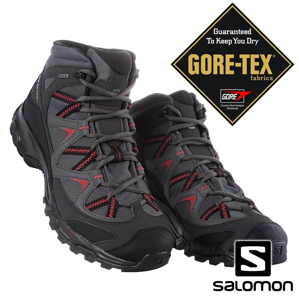 CodEX= SALOMON BEKKEN MID GTX 防水登山野跑鞋(灰黑紅)406157 索羅門慢跑健行男| 蝦皮購物