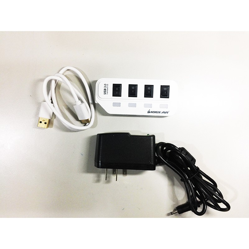 [全新轉賣] IOGEAR 節能開關USB3.0 4埠HUB集線器(附變壓器)-白色 / 特價400元★台灣製造★