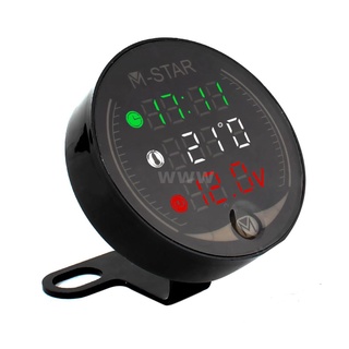 4 合 1 摩托車 ATV 電壓表 + 電子時鐘 + 溫度計 + 秒錶數字 LED 溫度電壓測試儀