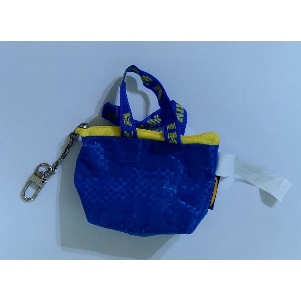 IKEA 宜家家具 零錢包 鑰匙圈 造型 編織 迷你藍色購物袋