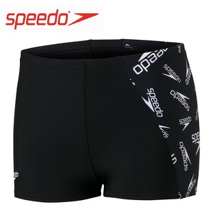 ~有氧小舖~SPEEDO 男孩運動四角泳褲 Allover Panel 黑X白